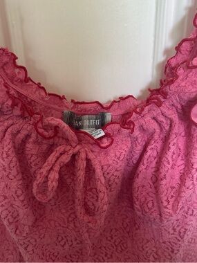 Urban Outfitters Hot Pink Lace Tie-Front Chemise